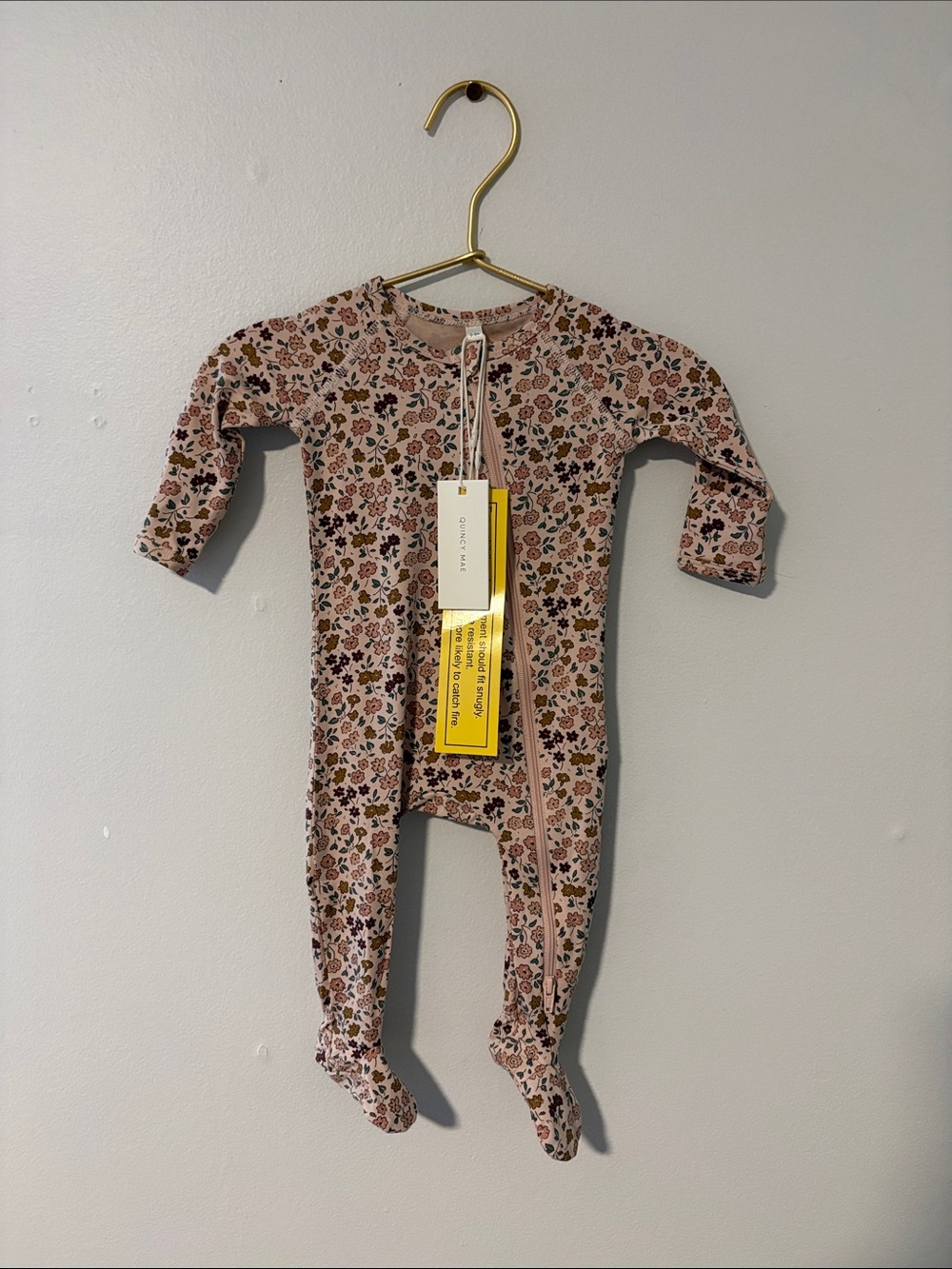 Quincy Mae Pink Floral Footed One-Piece